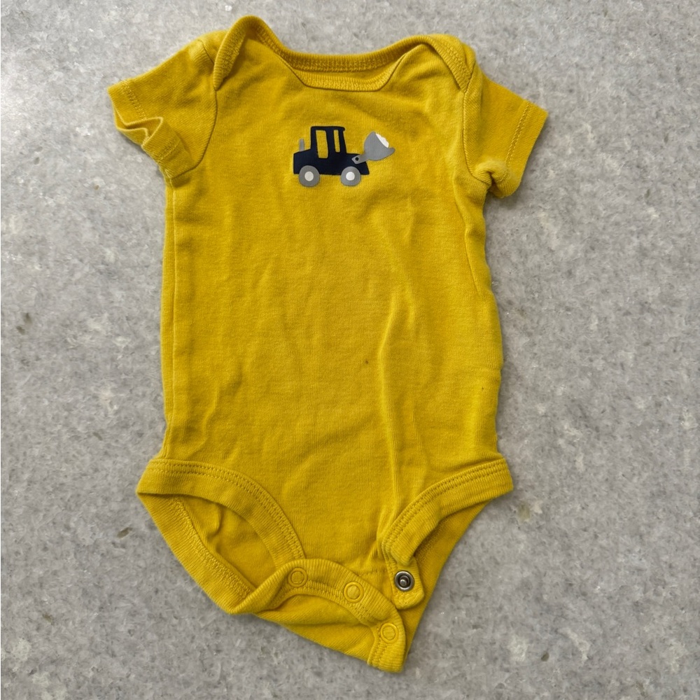 Carter’s Yellow Tractor Baby Boy NB Onesie Bodysuit